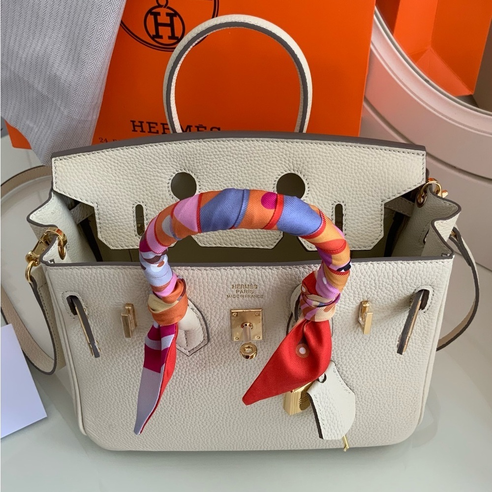 Cream Pebbled Leather Inspired 25 Birkin - Picture 3 of 12